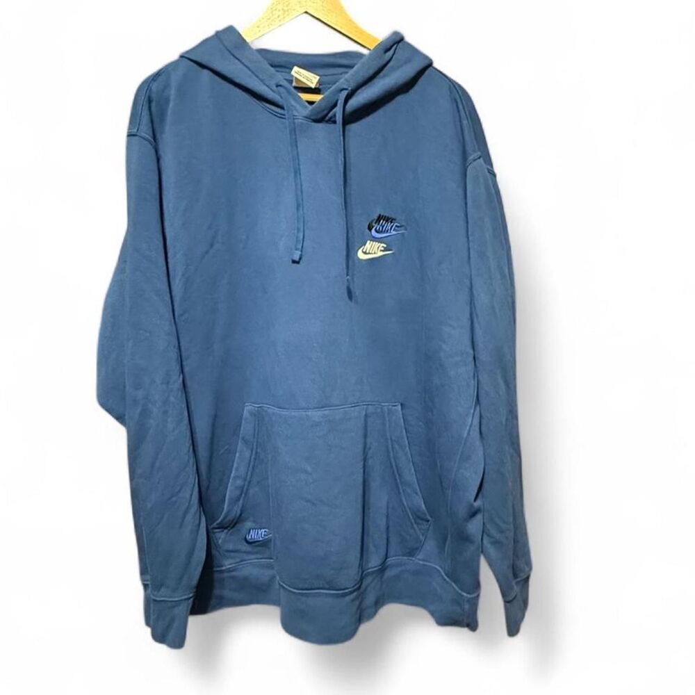 Nike Sportswear Sport Essentials+ Stacked Multi Logo Pullover Hoodie Blue XXL